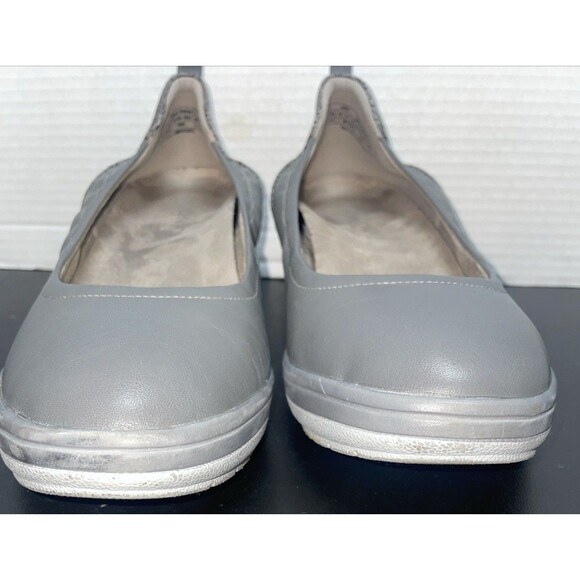 Vionic Shoes Womens 9.5 Gray Leather Wedge Flats Arch Support Comfort Jacey - Picture 5 of 14